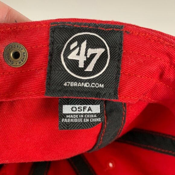 Houston Rockets NBA Red 47 Brand Clean Up Relaxed Fit Strapback Adjustable Hat - Picture 6 of 6